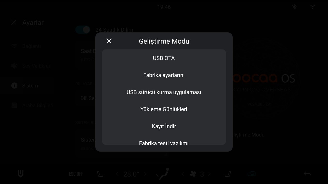 Geliştirme Modu listesi: "USB sürücü kurma uygulaması".